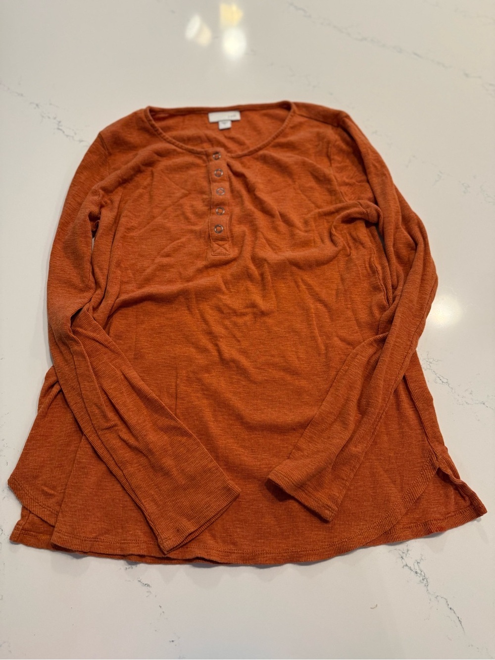 J. Jill Ribbed Scoop Neck Top in Rust Orange